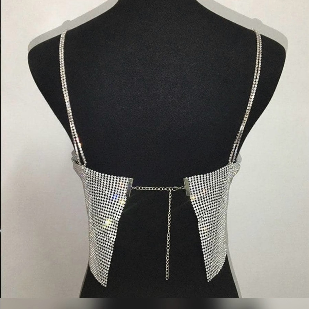 SHEIN Silver Rhinestone Crop Top